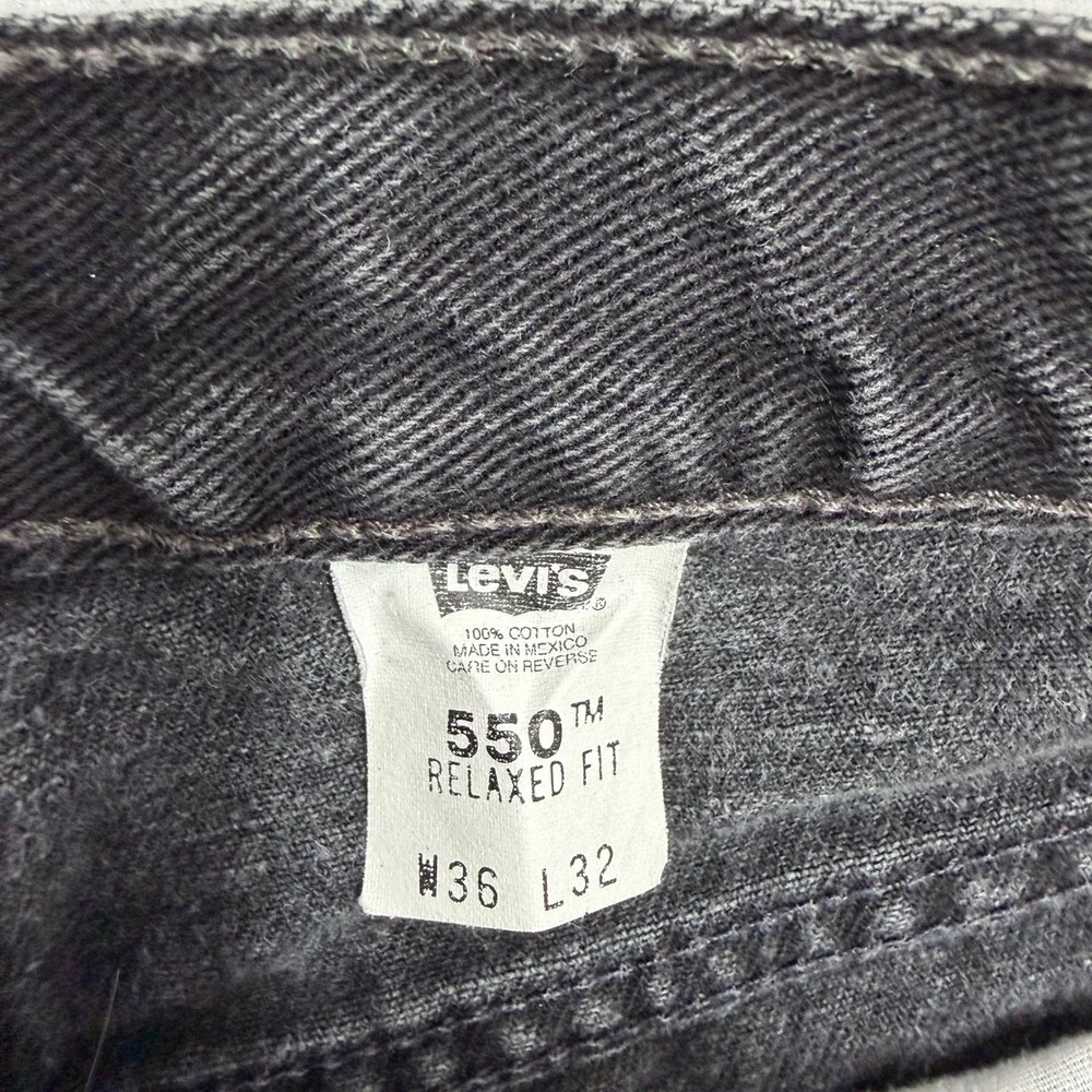 Vintage Levis 550 Jeans Mens 36x32 (Fits 34x30) Black Denim Relaxed 2000 Western